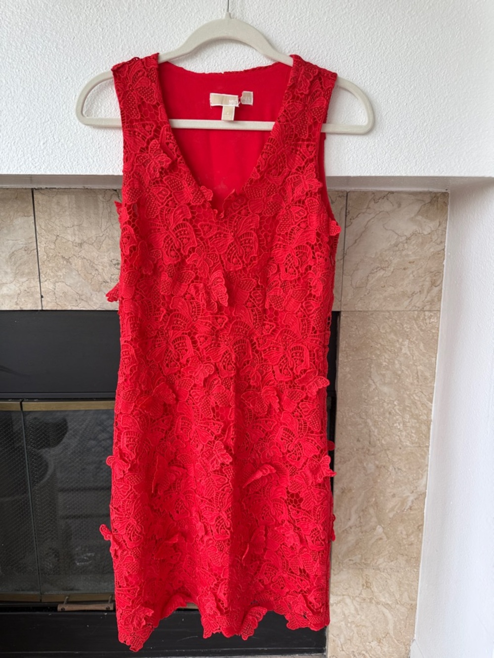MICHAEL Michael Kors Red Floral Lace Appliquรฉ Dress Size 4